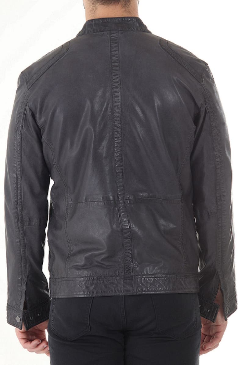 Missani Le Collezioni Water Resistant Leather Racer Jacket, Alternate, color, Charcoal