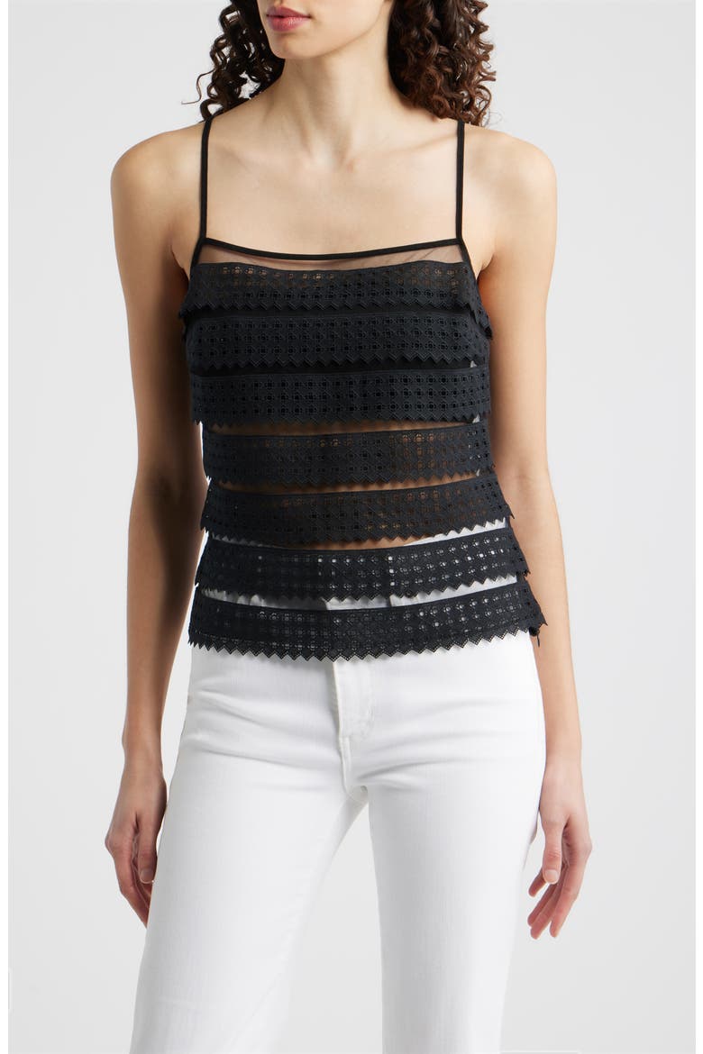 The Lattice Crochet Camisole, Main, color, BLACK