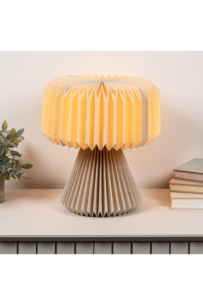 Zelda 12.8" Modern Art Deco Paper Pleated Shade Accent LED Table Lamp, Alternate, color, Natural