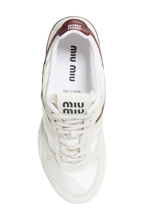 Miu Miu Technical Fabric And Suede Sneakers In Bianco/amaranto