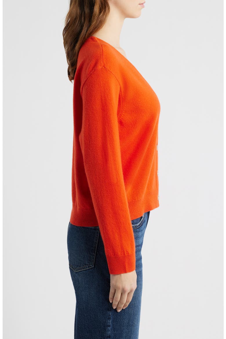 The Tiny V-Neck Cashmere Cardigan, Alternate, color, HOT ORANGE