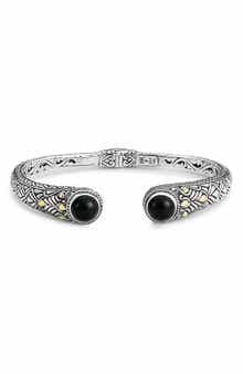 SAMUEL B. Sterling Silver & 18K Gold Semiprecious Stone Bangle Bracelet