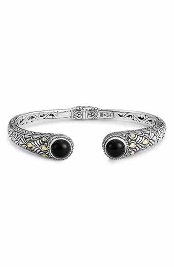 SAMUEL B. Sterling Silver & 18K Gold Semiprecious Stone Bangle Bracelet