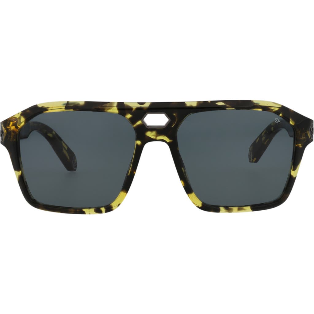 Philipp Plein Aviator-frame Acetate Sunglasses Man Sunglasses Multicolored Size 57 Acetate In Havana Smoke