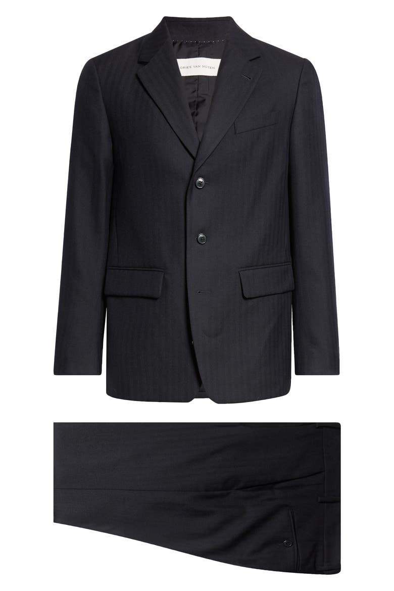 Kiel Tonal Stripe Wool Suit, Alternate, color, NAVY
