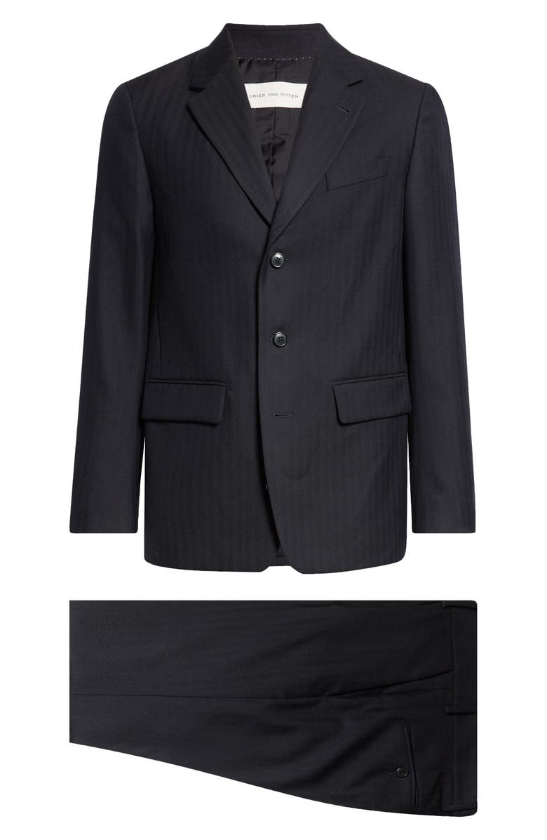 Dries Van Noten Kiel Tonal Stripe Wool Suit, Alternate, color, Navy