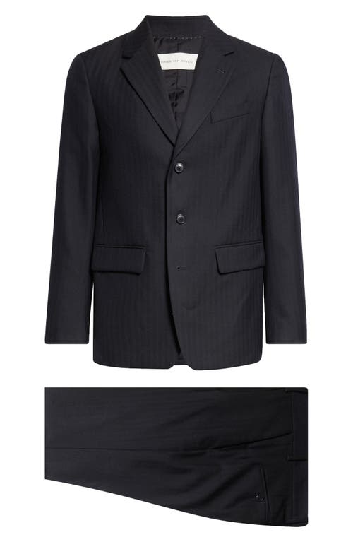 Dries Van Noten Kiel Tonal Stripe Wool Suit In Black