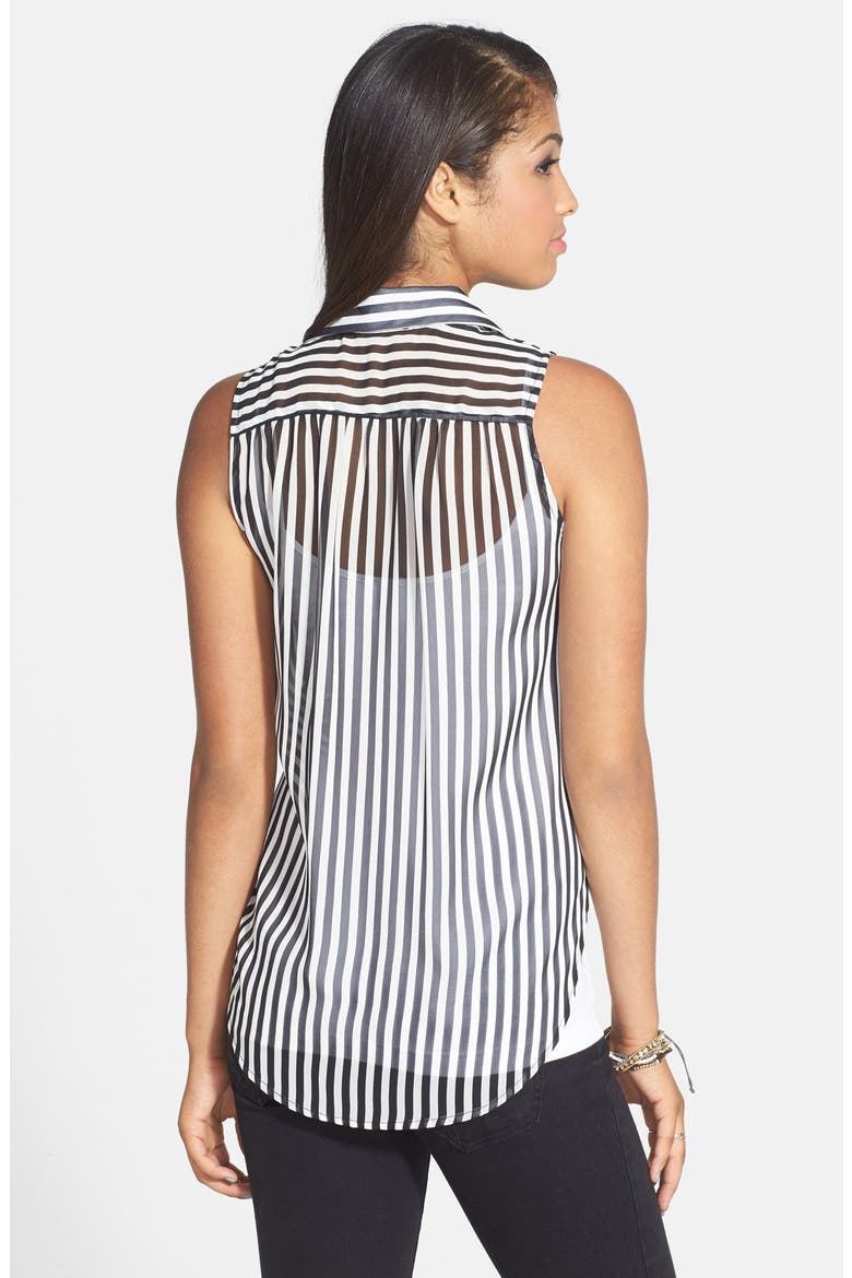 Sleeveless Chiffon Blouse, Alternate, color, BLACK STRIPE