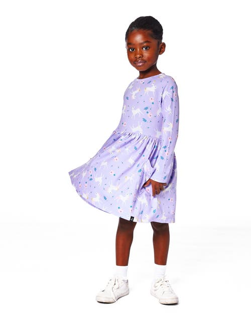 Deux Par Deux Jersey Dress With Pockets Unicorn In Purple