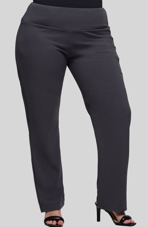 High Waist Straight Leg Pants (Plus)