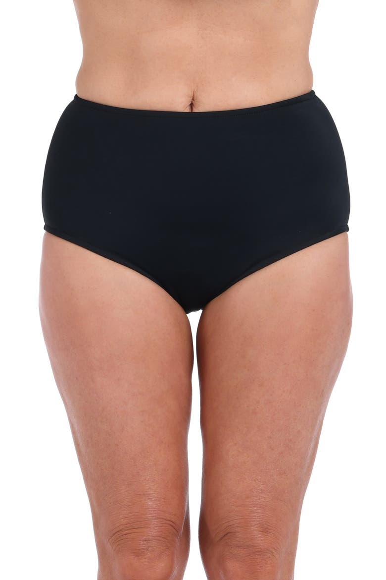 Full Coverage High Waist Swim Briefs, Main, color, BLACK