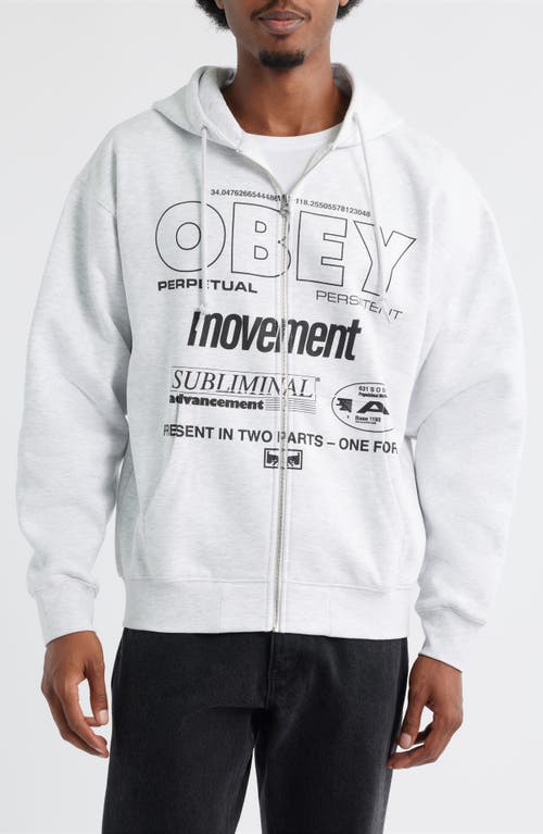 Obey Persistent Movement Graphic Zip Hoodie In Neutral