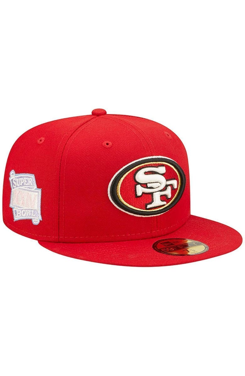 New Era Men's New Era Scarlet San Francisco 49ers Super Bowl XXIV Pop Sweat 59FIFTY Fitted Hat, Alternate, color,