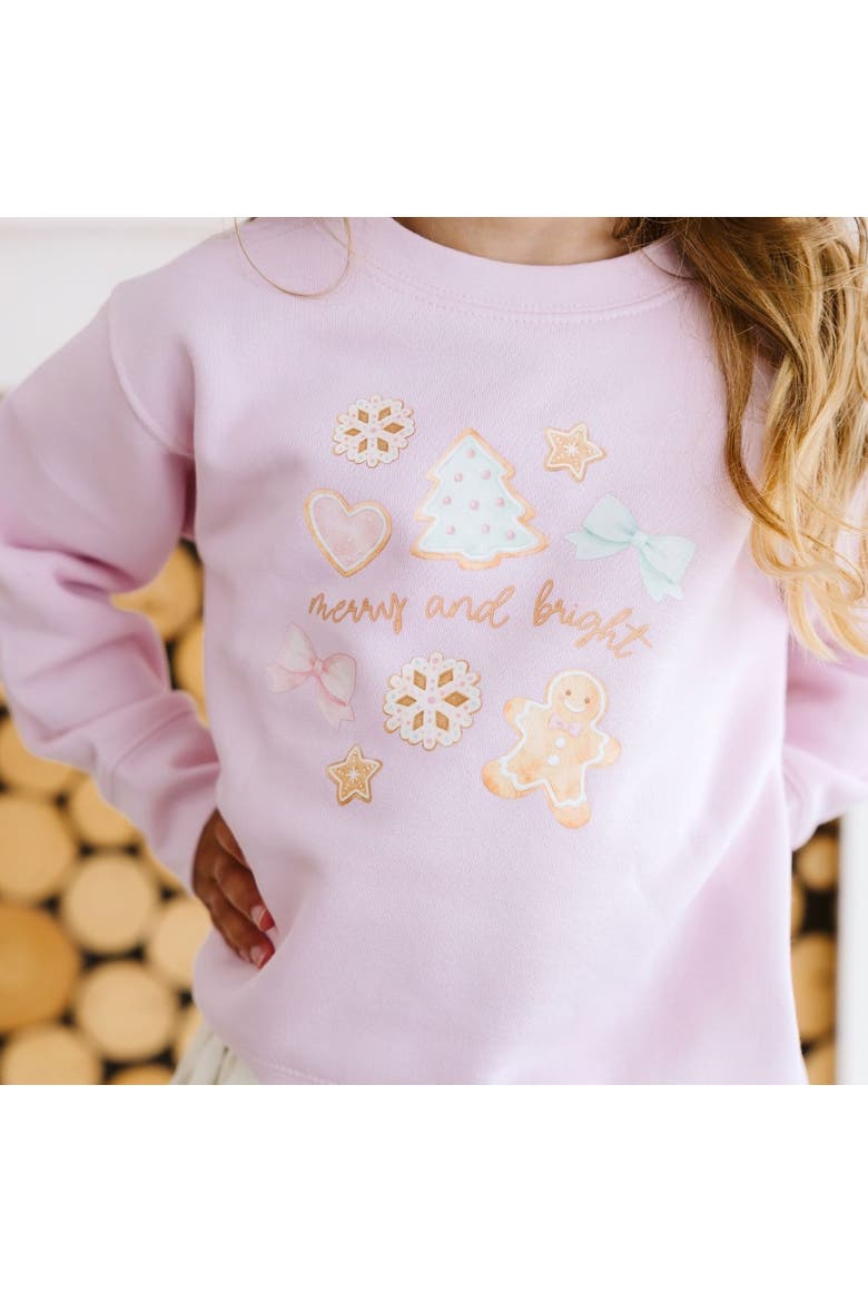 Merry and Bright Gingerbread Christmas Sweatshirt, Alternate, color, Ballet Pink