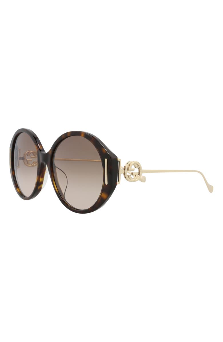Gucci 58mm Round Sunglasses, Alternate, color, Havana Gold Brown