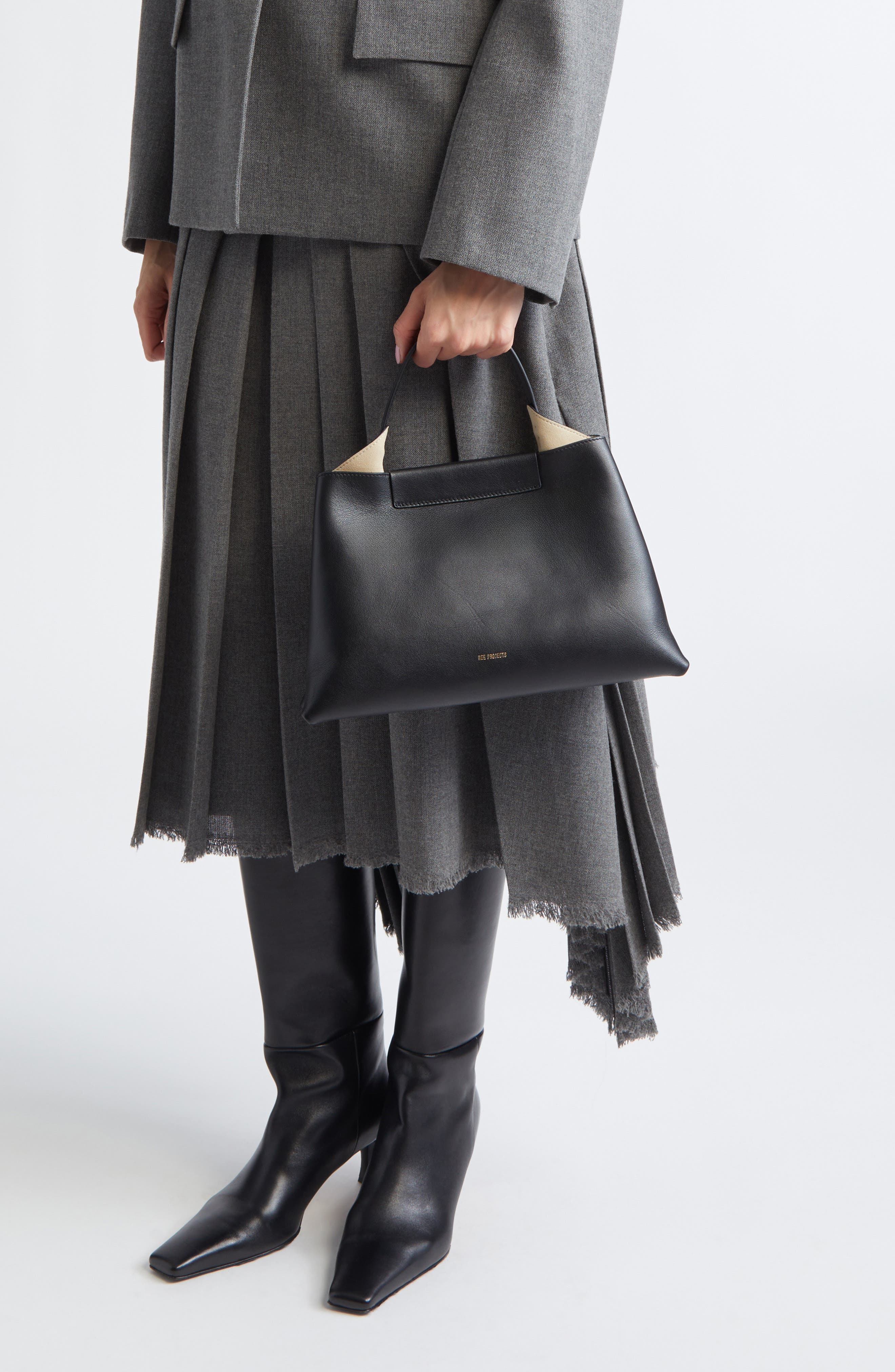 Ree Projects Medium Elieze Leather Shoulder Bag, Alternate, color, Black