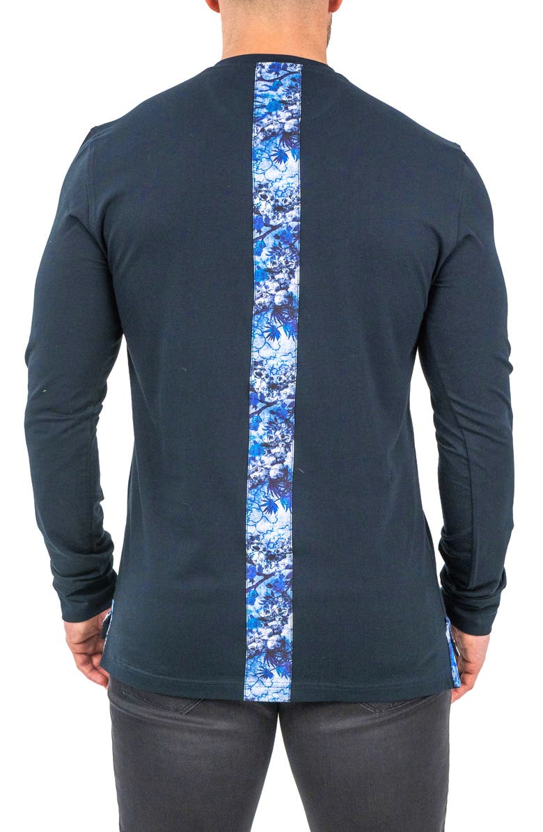 Maceoo Edison Solid Crypt Print Accent V-Neck Cotton Sweater, Alternate, color, 