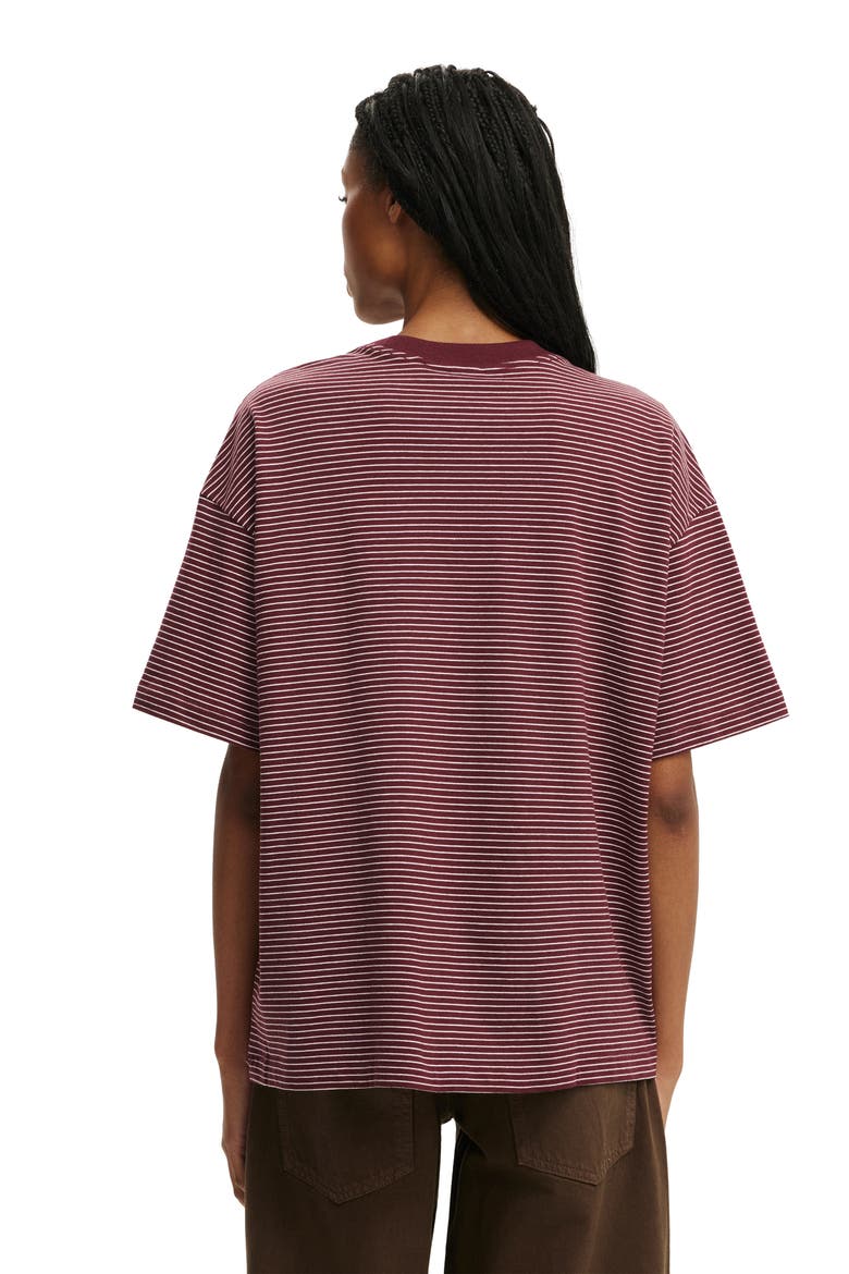 Women's Boxy Short Sleeve Tee, Alternate, color, Lisa Stripe Sour Cherry