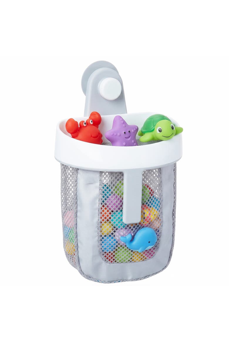 Mesh Hanging Bath Toy Storage Organizer with Suction Cup, Main, color, Grey