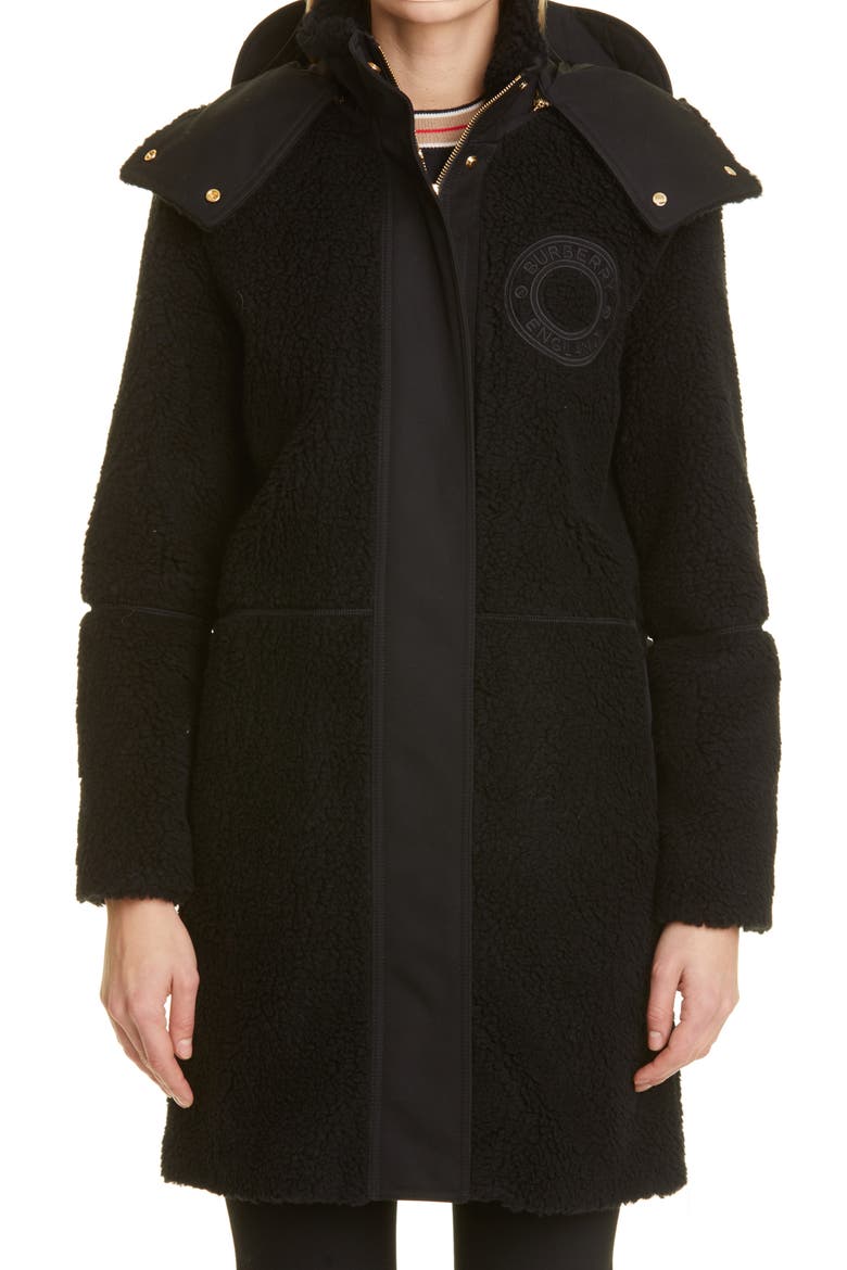 Women's Bolney Bushley Hooded Wool Blend Coat, Main, color, BLACK