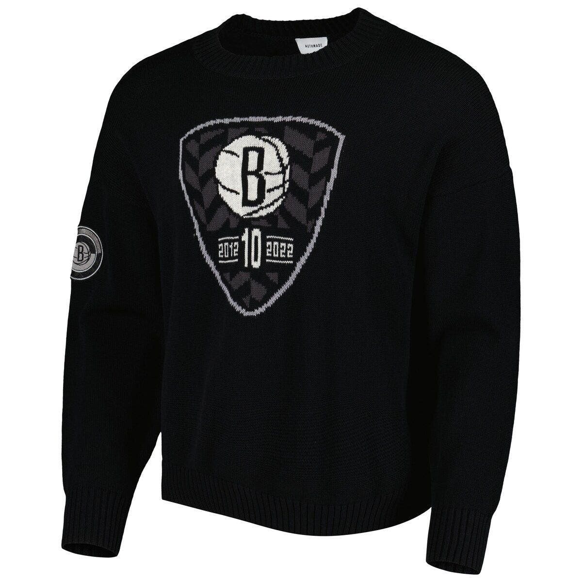 Men's AUTHMADE Black Brooklyn Nets 10th Anniversary Pullover Sweater - image 2