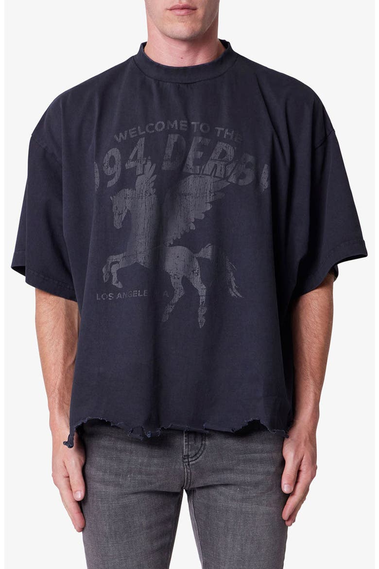 Moth Eaten Crop Graphic T-Shirt, Main, color, BLACK
