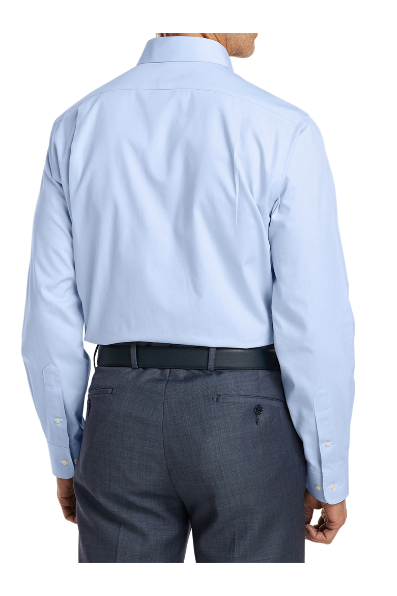 Tailored Fit Non-iron Cotton Pinpoint Solid Point Collar Dress Shirt, Alternate, color, Blue