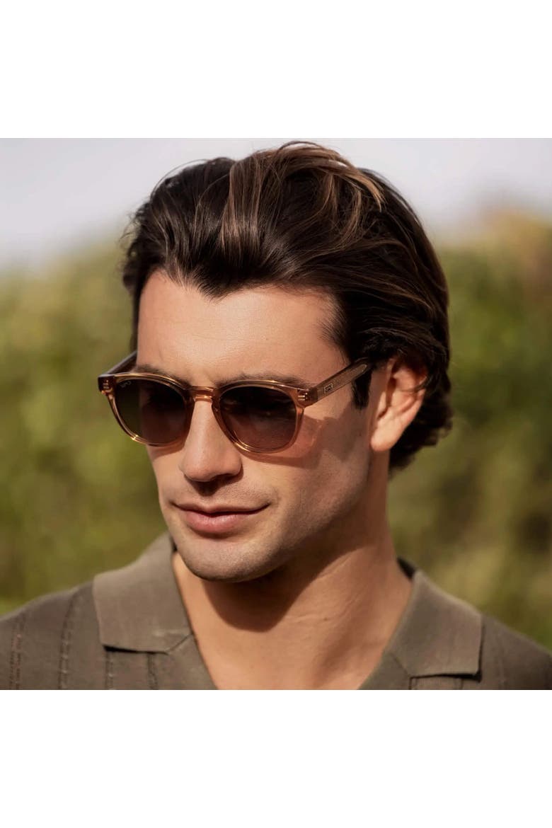 Felix - 48mm Round Polarized Sunglasses, Alternate, color, Crystal Brown