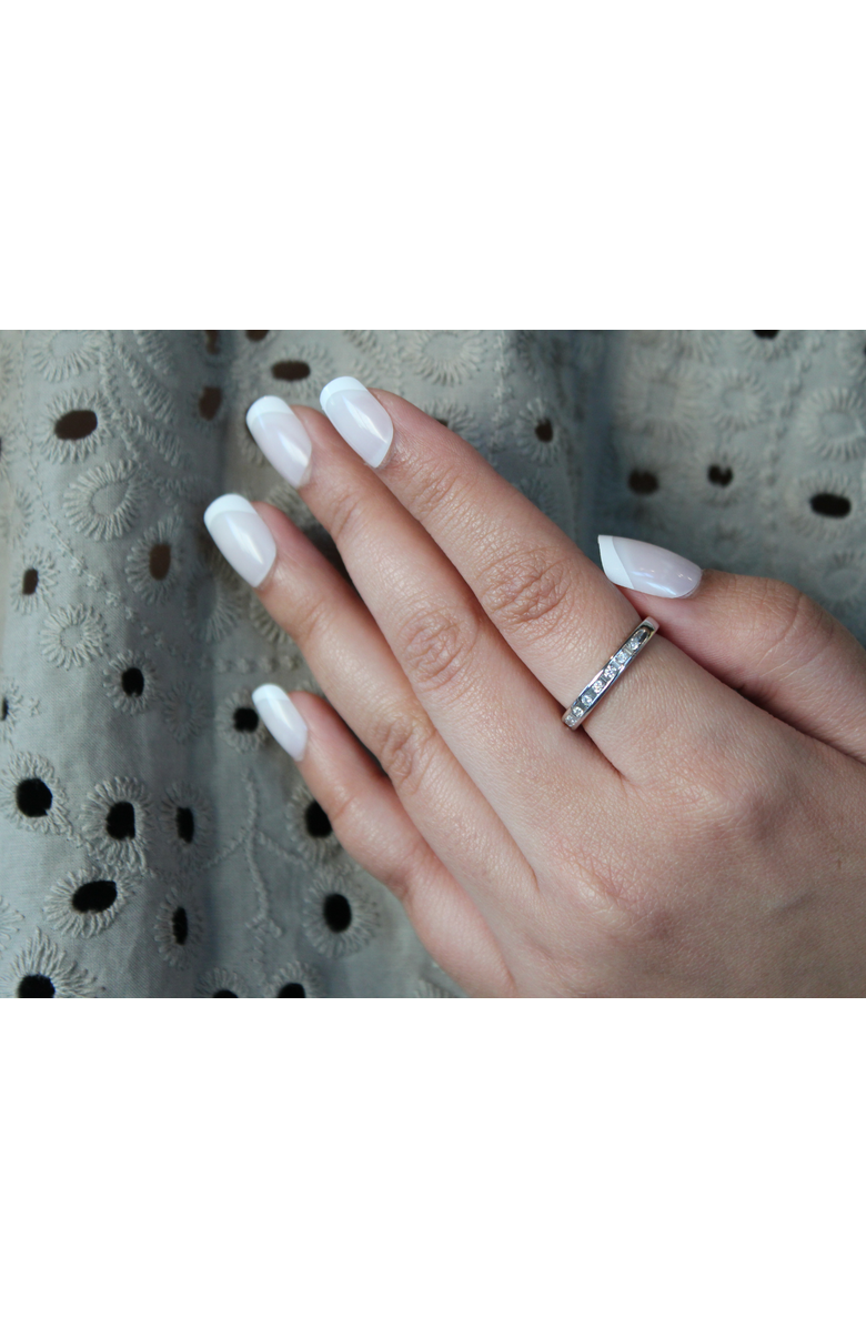 LuvMyJewelry Eternity 14K Gold Round Diamond Studded Stackable Band Ring - 0.11cts, Alternate, color, 14K White Gold