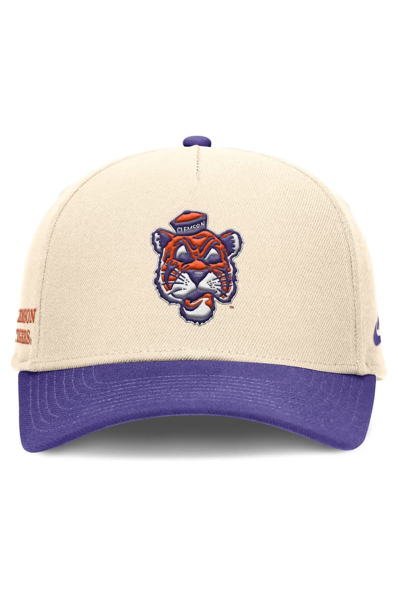 Men's Nike Natural/Purple Clemson Tigers Academic Rise Dri-FIT Adjustable Hat, Alternate, color, Natural
