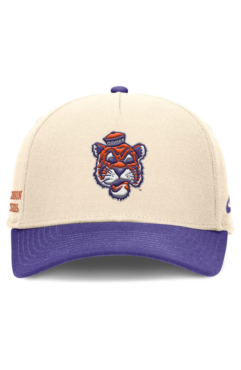 Nike Men's Nike Natural/Purple Clemson Tigers Academic Rise Dri-FIT Adjustable Hat, Alternate, color, Natural