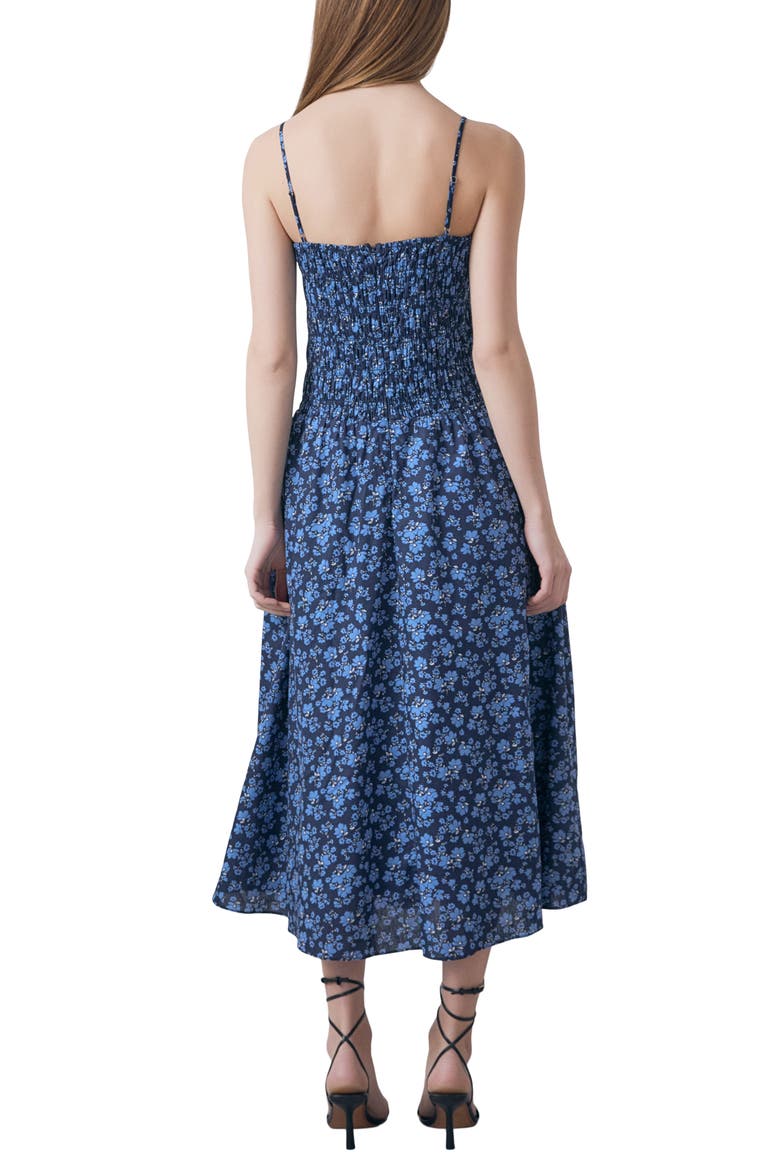 Floral Print Smocked Sleeveless Maxi Dress, Alternate, color, NAVY MULTI