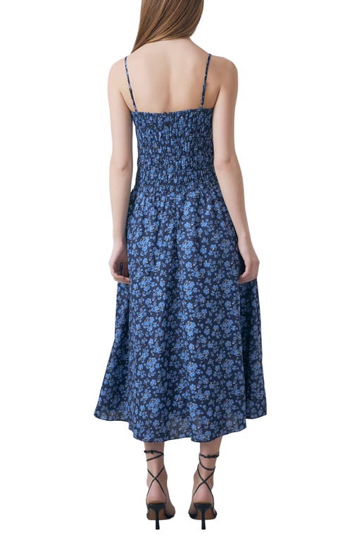 ENGLISH FACTORY ENGLISH FACTORY FLORAL PRINT SMOCKED SLEEVELESS MAXI DRESS