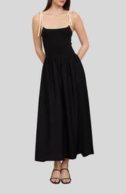 Blu Pepper Contrast Bow Strap Midi Dress