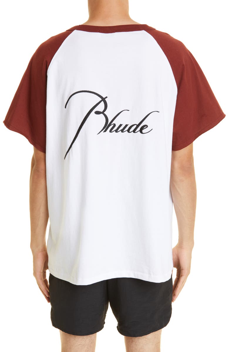 Rhude Logo Raglan Cotton T-Shirt, Alternate, color, 