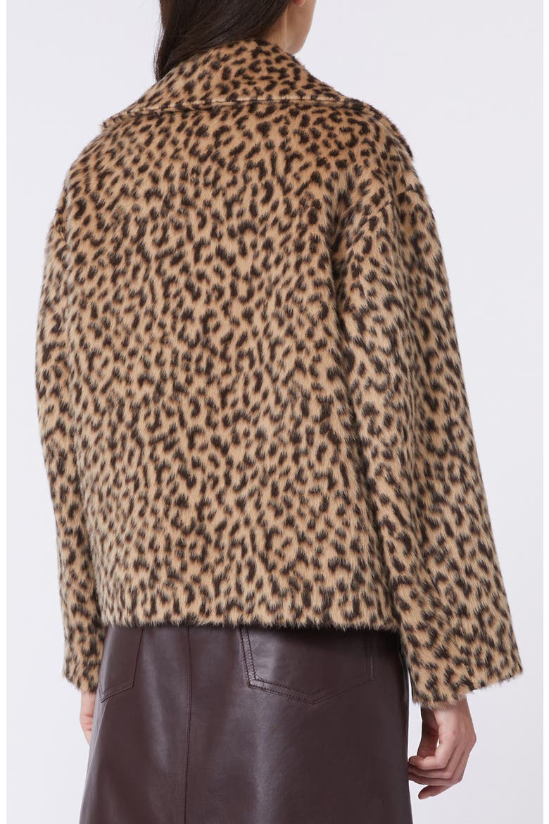 Cheetah Print Wool-Blend Peacoat, Alternate, color, CAMEL