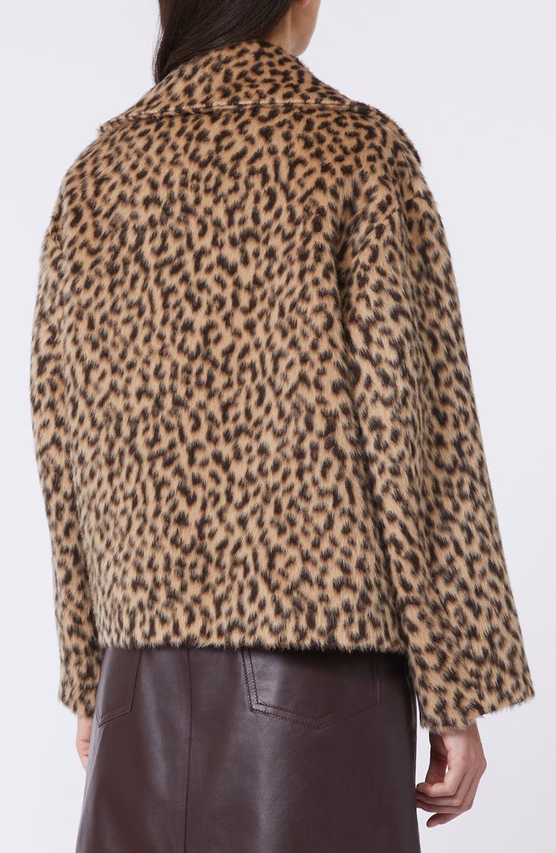 Weekend Max Mara Cheetah Print Wool-Blend Peacoat, Alternate, color, Camel