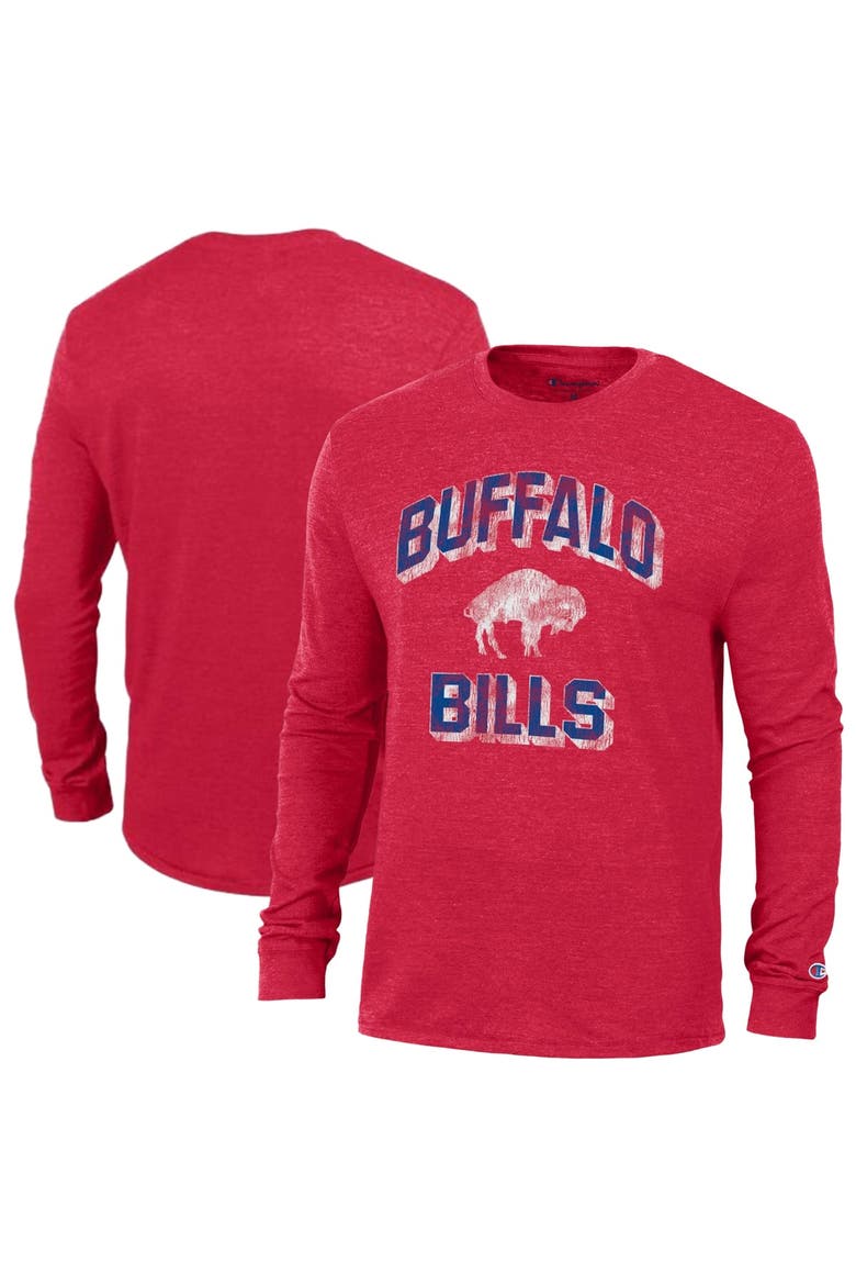 Men's Champion Red Buffalo Bills Ultimate Tri-Blend Long Sleeve T-Shirt, Main, color, Red