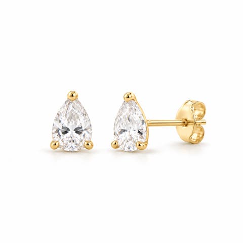 14K Gold Pear Cut Dainty Studs