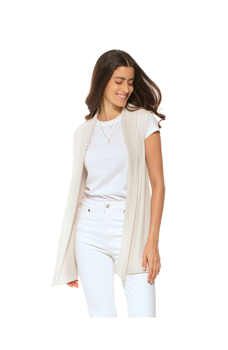 Monticelli Cashmere Pure Cashmere Sleeveless Long Open Front Cardigan, Alternate, color, Charcoal