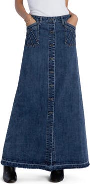 Wash Lab Denim Royal Denim Maxi Skirt