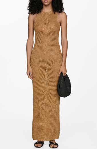 MANGO Metallic Open Stitch Maxi Sweater Dress