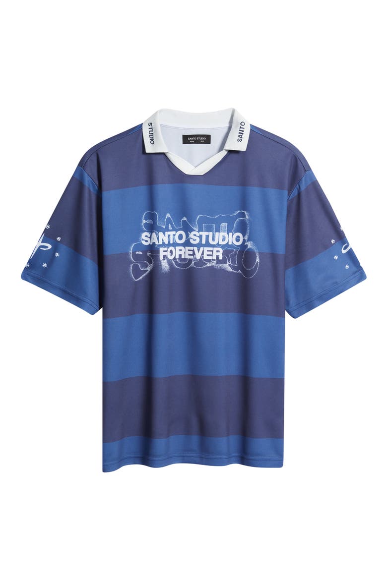 Forever Santo Johnny Collar Short Sleeve Club Jersey, Alternate, color, NAVY