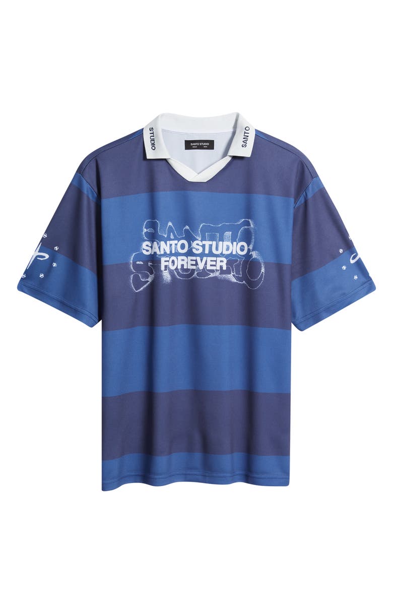 SANTO STUDIO Forever Santo Johnny Collar Short Sleeve Club Jersey, Alternate, color, Navy