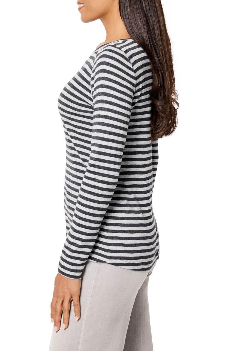 NZT by NIC+ZOE Stripe Boat Neck T-Shirt, Alternate, color, Grey Multi