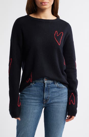 Shop Caslon ® Jacquard Hearts Cotton Blend Sweater