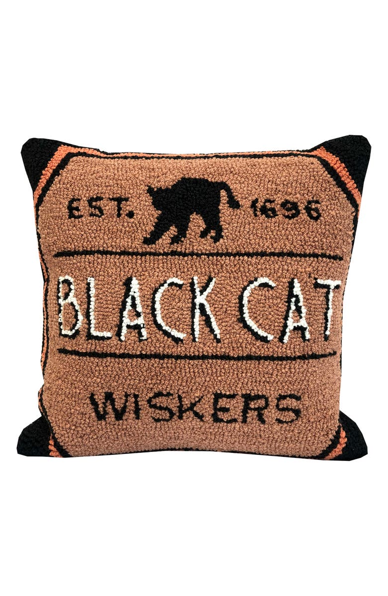 R16 HOME Embroidered Black Cat Throw Pillow, Main, color,