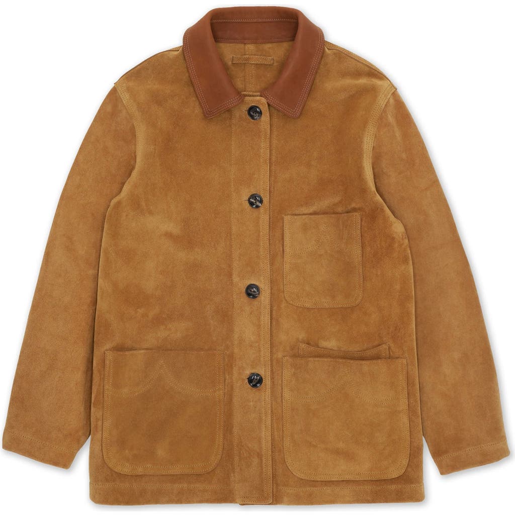 Fortela Montana Work Suede Leather Jacket In Brown
