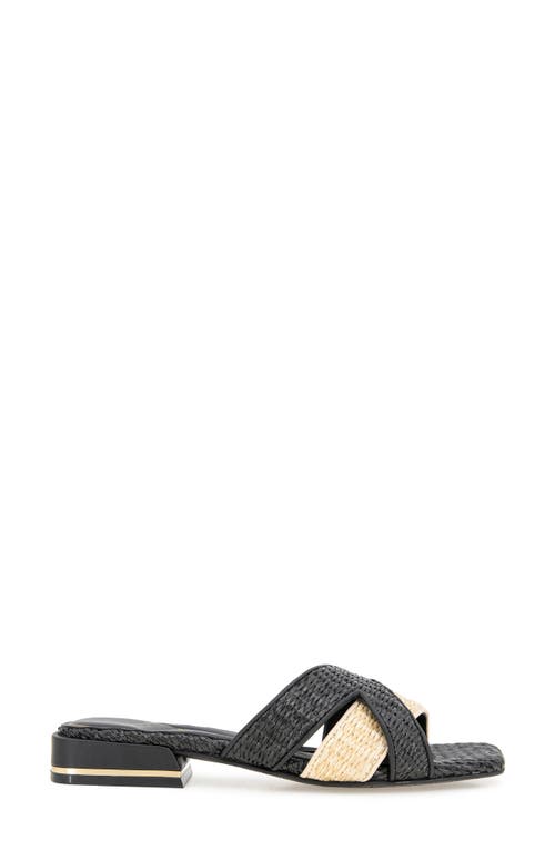 Kenneth Cole Issa Raffia Two Tone Sandal In Natural/black Raffia