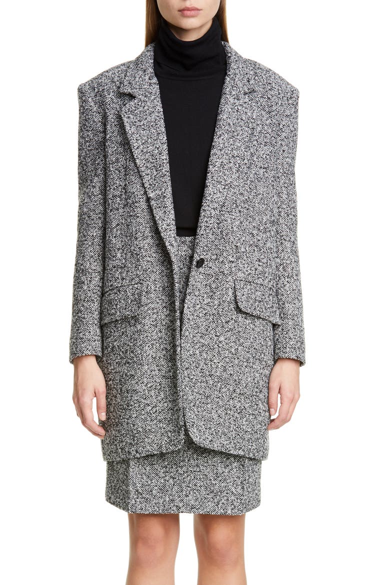Matassa Wool Blend Tweed Coat, Main, color, BLACK